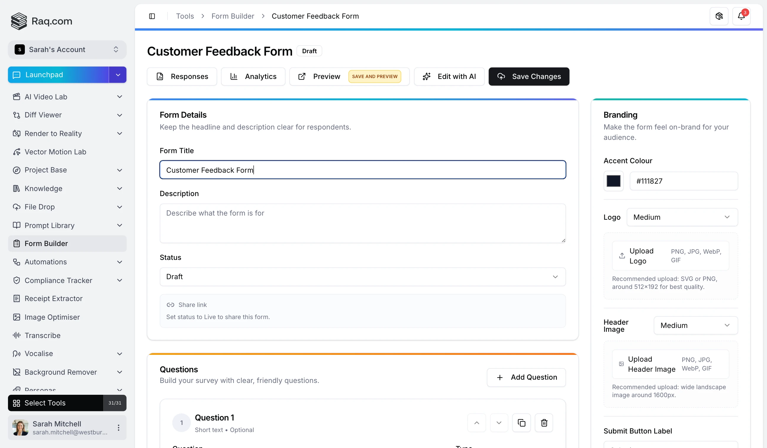 Form Builder interface
