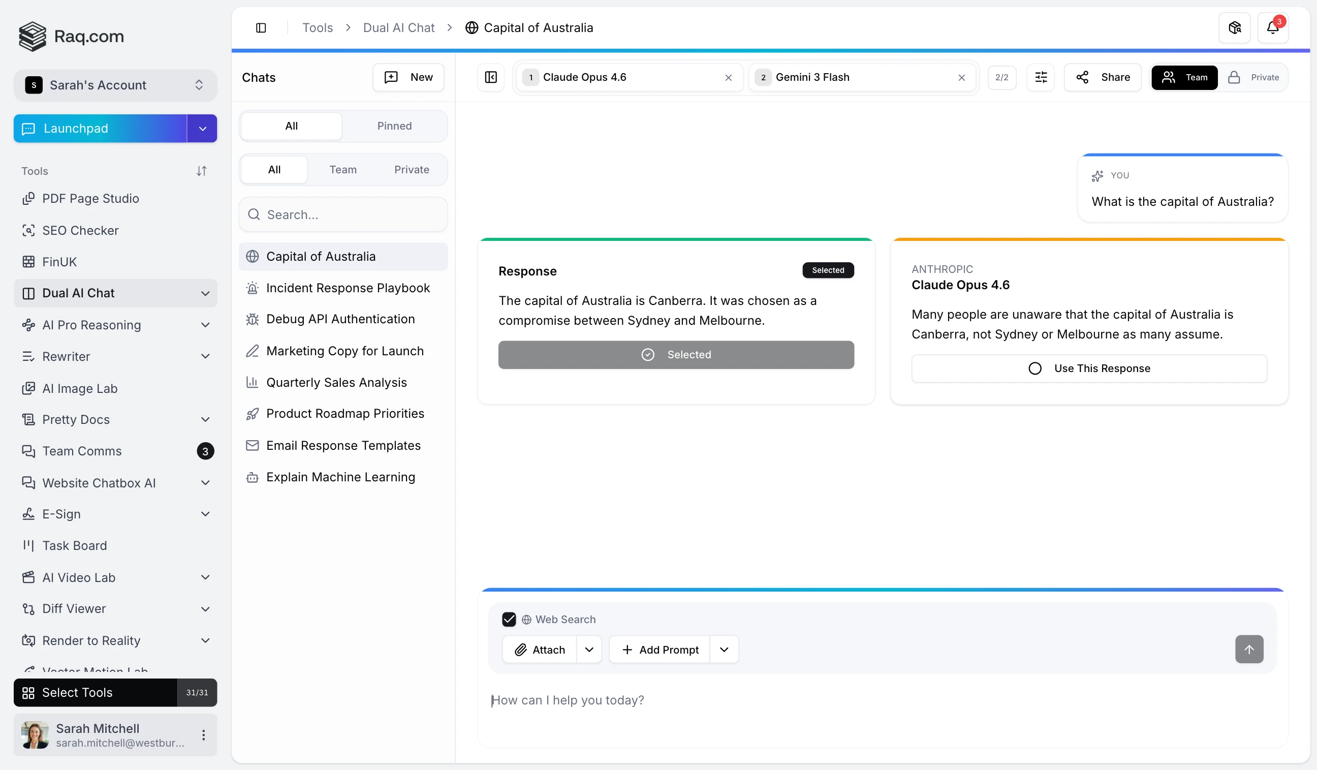 Dual AI Chat interface