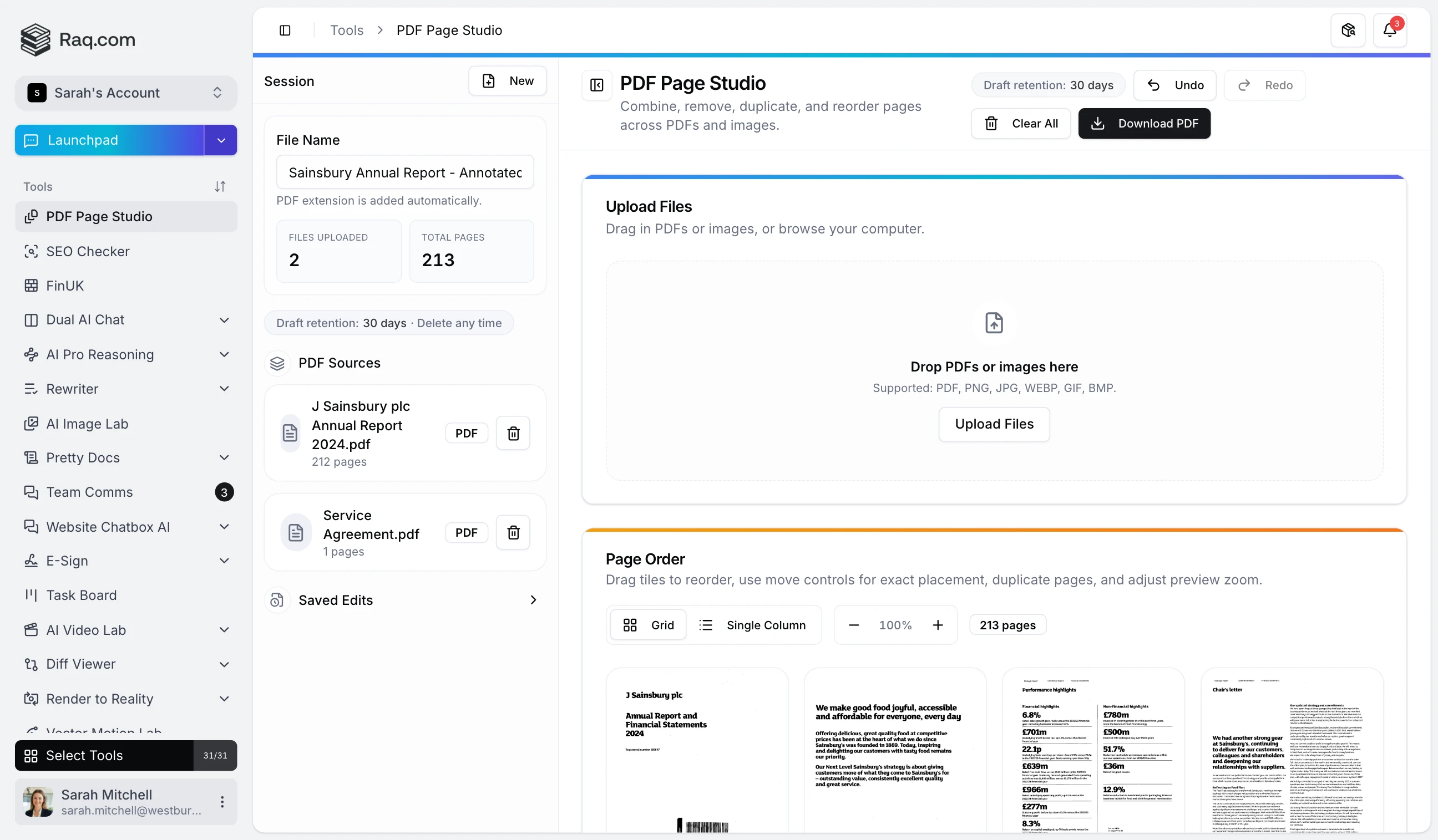 PDF Page Studio interface