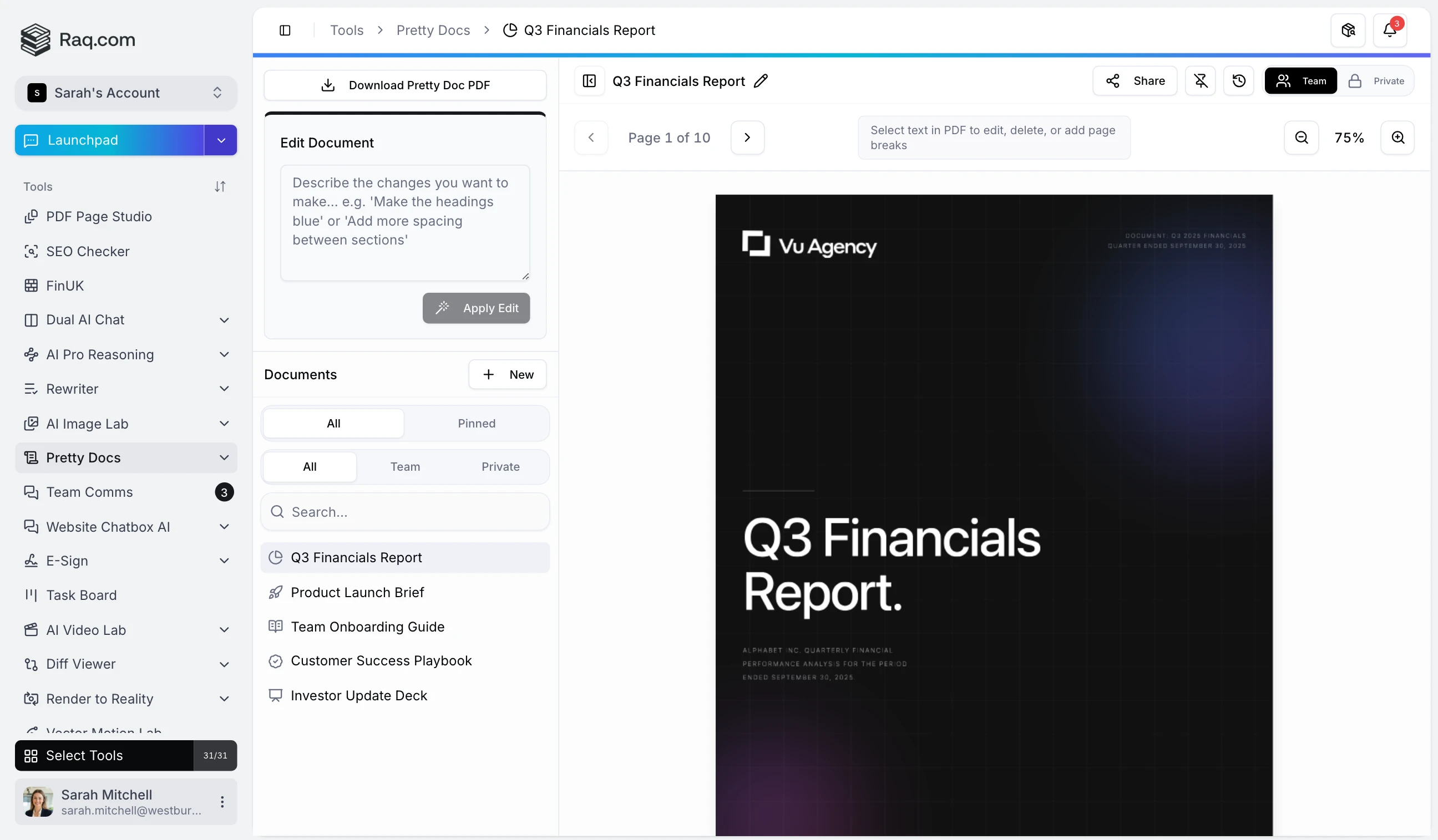 Pretty Docs interface